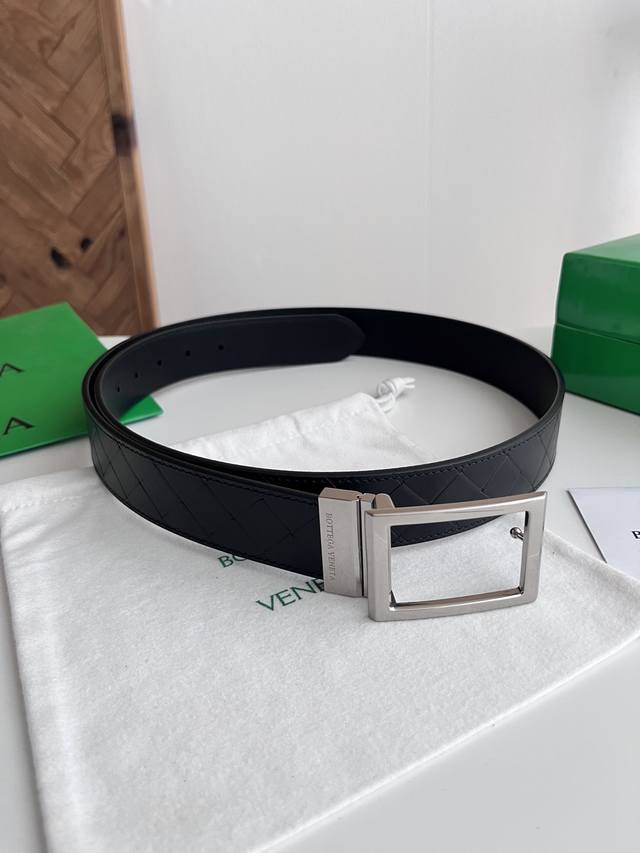 Bv 2026 New Intrecciato Stamp Woven Embossed Belt, Original Cowhide Leather with
