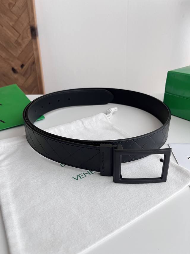 Bv 2026 New Intrecciato Stamp Woven Embossed Belt, Original Cowhide Leather with