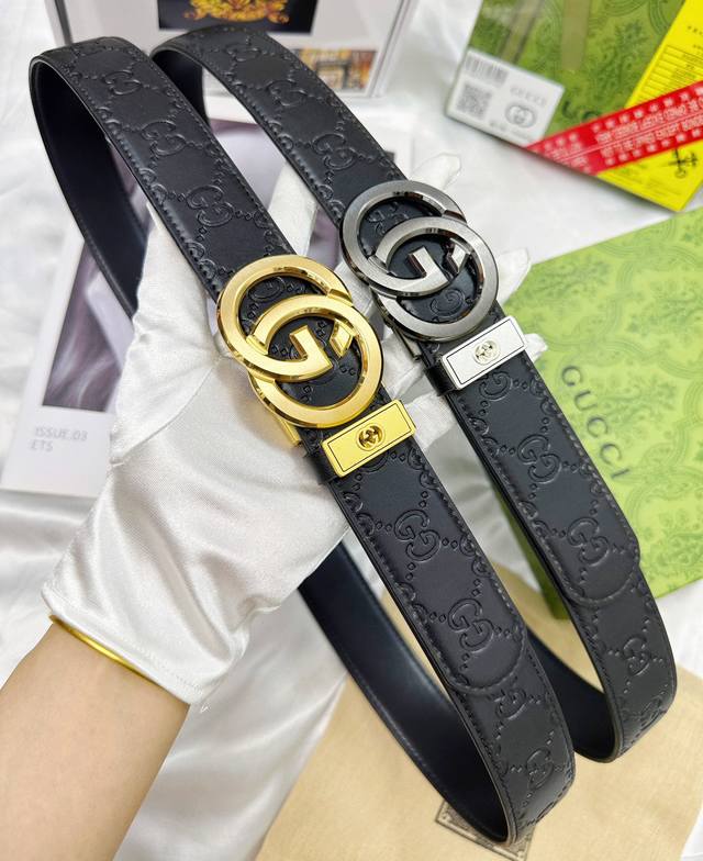 皮带：古奇..Gu..Cci自动扣- 腰带：顶级原单复刻版.古驰.自动带系列百分百进口原厂头层牛皮，保证真皮。雕花镂空工艺.真空电镀.永不掉色.24K纯钢扣头层
