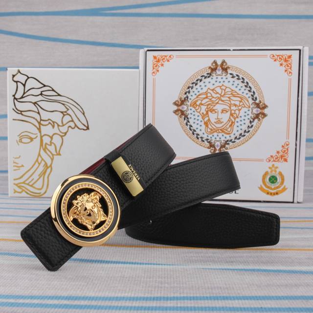 Belt: Versace Original Cowhide Belt Men's Belt: 100% top-grain cowhide leather,