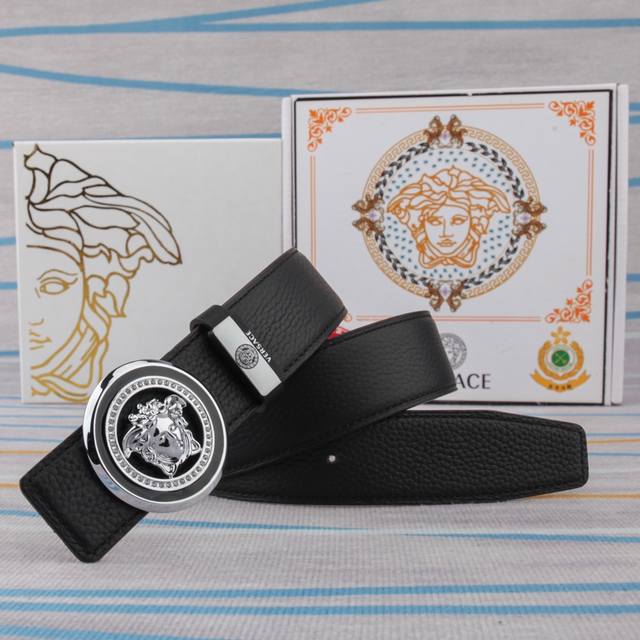 Belt: Versace Original Cowhide Belt Men's Belt: 100% top-grain cowhide leather,