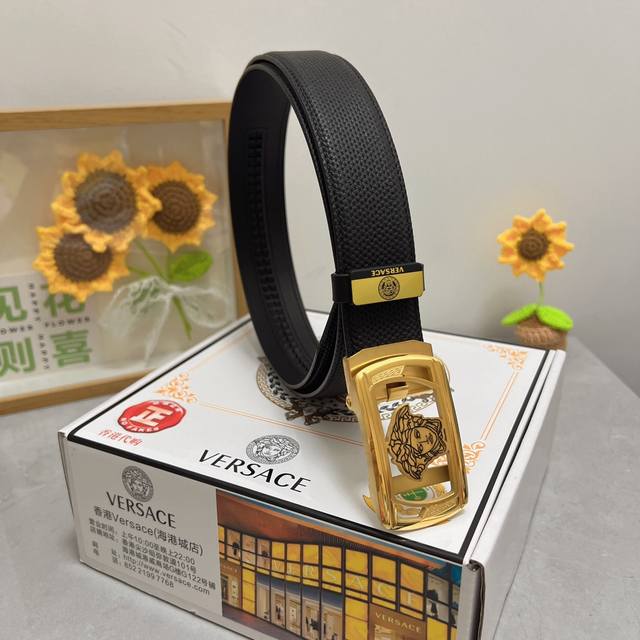 Product Name: Versace Automatic Leather Belt Material: 100% top-grain cowhide le