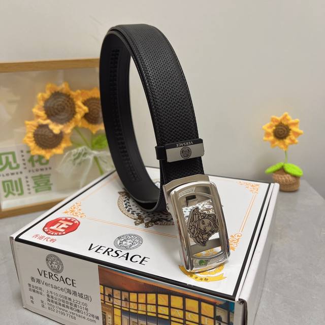 Product Name: Versace Automatic Leather Belt Material: 100% top-grain cowhide le