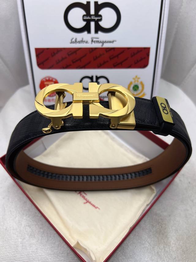 Ferragamo automatic high-end quality, 3.5mm wide exquisite automatic steel buckl