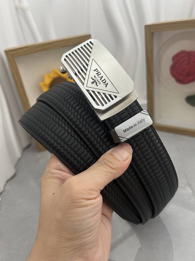 Product Name: Prada Original Automatic Buckle Belt Material: 100% Top Layer Cowh