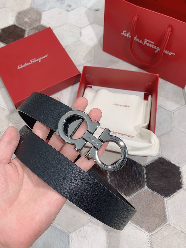 Salvatore Ferragamo 3.5cm Haute Couture Men's Leather Belt. Choose your own doub