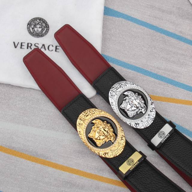 Belt: Versace Original Cowhide Belt Men's Belt: 100% top-grain cowhide leather,