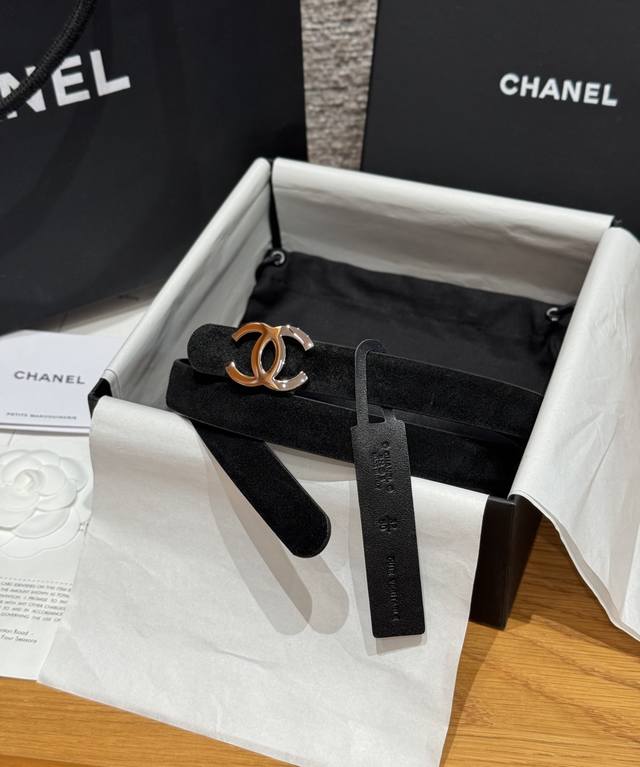 Chanel Timeless Classic Collection - Reversible Calfskin Double C Belt Material: