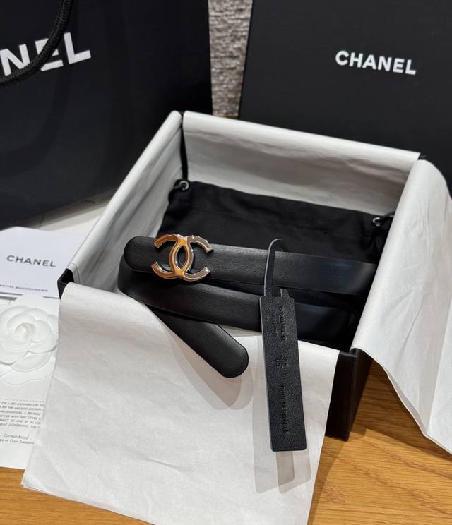 Chanel Timeless Classic Collection - Reversible Calfskin Double C Belt Material: