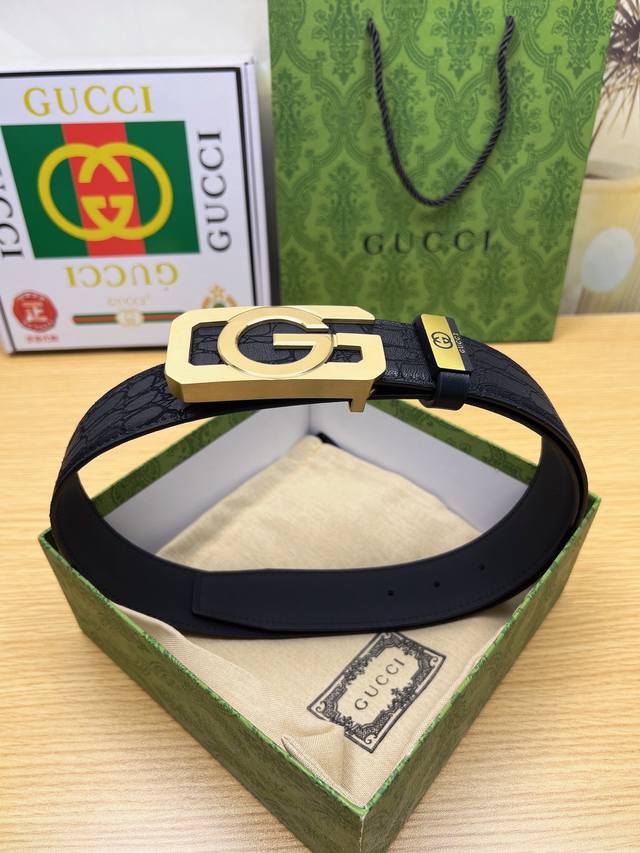 Gucci belt, width: 4.0cm. New arrival from boutiques, imported top-grain calfski