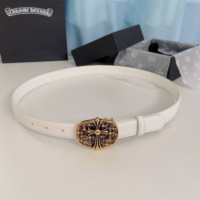 Chrome Hearts Belt. Mini tomb-style detachable brass hardware plated with genuin Chrome Hearts Belt. Mini tomb-style detachable brass hardware plated with genuin