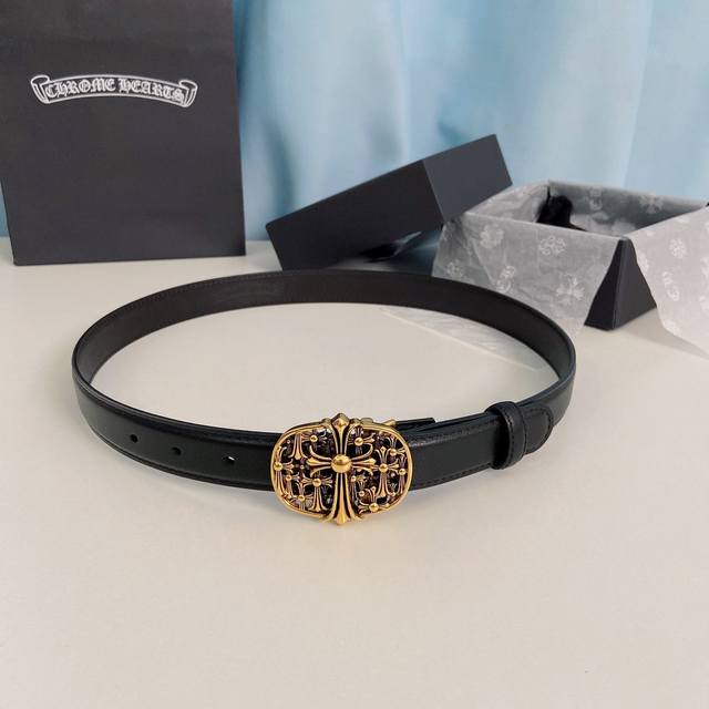Chrome Hearts Belt. Mini tomb-style detachable brass hardware plated with genuin Chrome Hearts Belt. Mini tomb-style detachable brass hardware plated with genuin