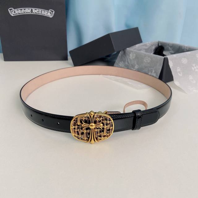 Chrome Hearts Belt. Mini tomb-style detachable brass hardware plated with genuin Chrome Hearts Belt. Mini tomb-style detachable brass hardware plated with genuin