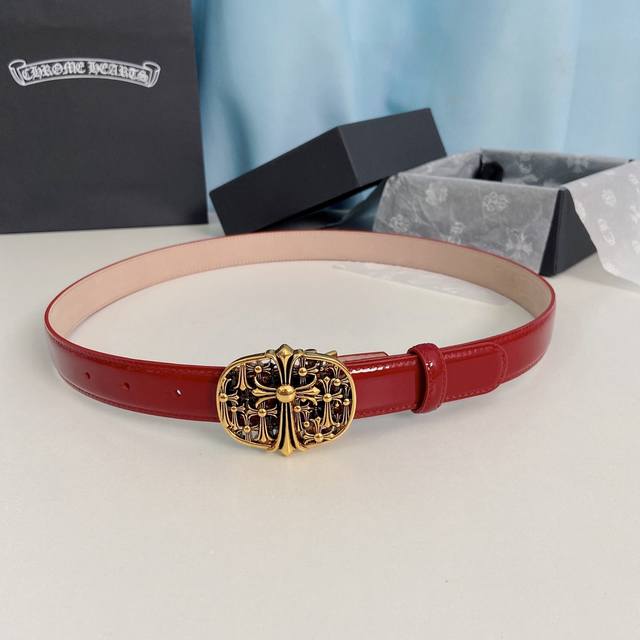 Chrome Hearts Belt. Mini tomb-style detachable brass hardware plated with genuin Chrome Hearts Belt. Mini tomb-style detachable brass hardware plated with genuin