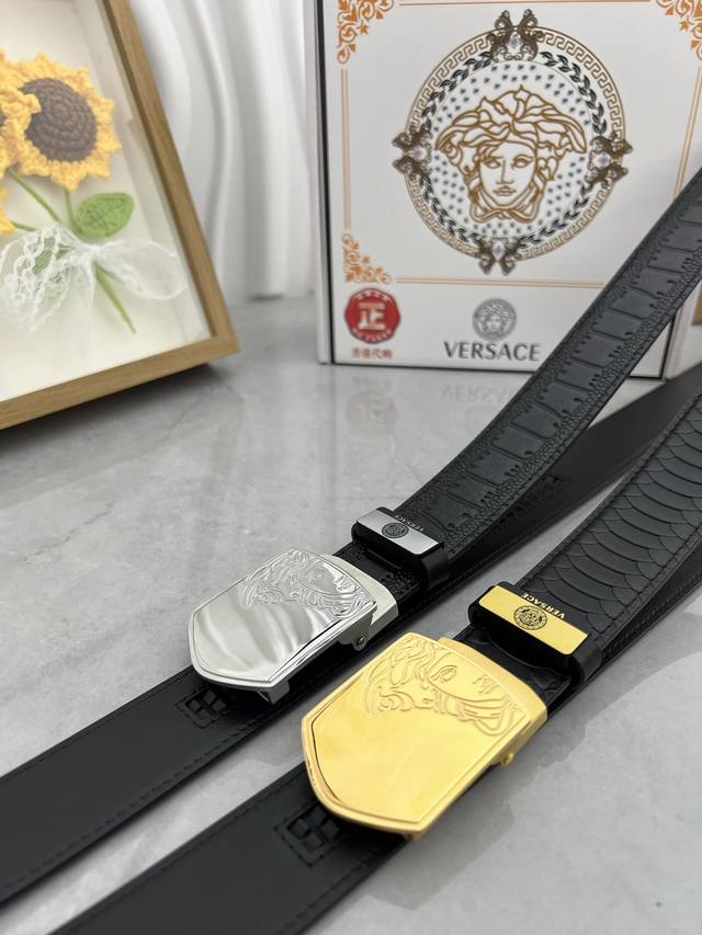 Product Name: Versace Automatic Buckle Belt Material: 100% Genuine Top-Grain Cow