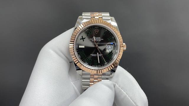 今日推荐劳力士日志 间金绿箩 41Mm 日本机 顶级品质 出货实拍