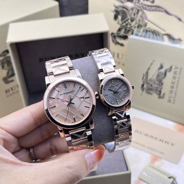 巴宝莉Burberry 都市系列进口石英，情侣对表，英伦风范腕表，精致做工，男款38Mm，女款26Mm，简约风格，时尚百搭