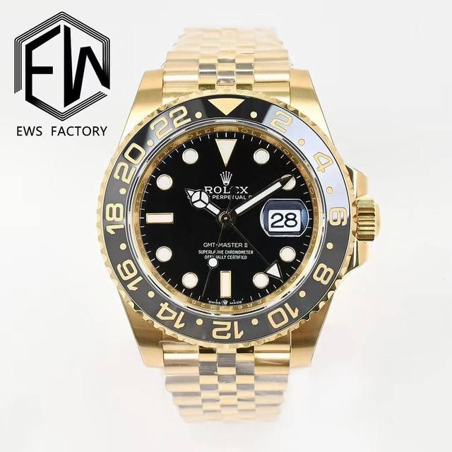 Sj出品 Ews 劳力士 Rolex 格林尼治型40系列 ①搭配3285机芯，可单调时针，可时针回调日历，还原原装全部功能，品质稳定可靠； ②圈口：高科技一体陶