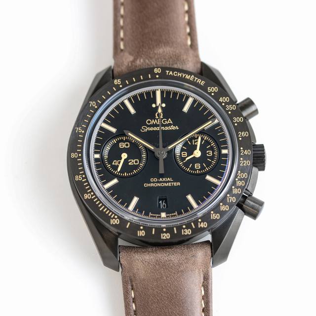 Tvs， 欧米茄 Omega 超霸系列月之暗面腕表，升级版311.92.44.51.01 7 44.25毫米同轴计时表，自主研发自制9300机芯3点盘为 12小