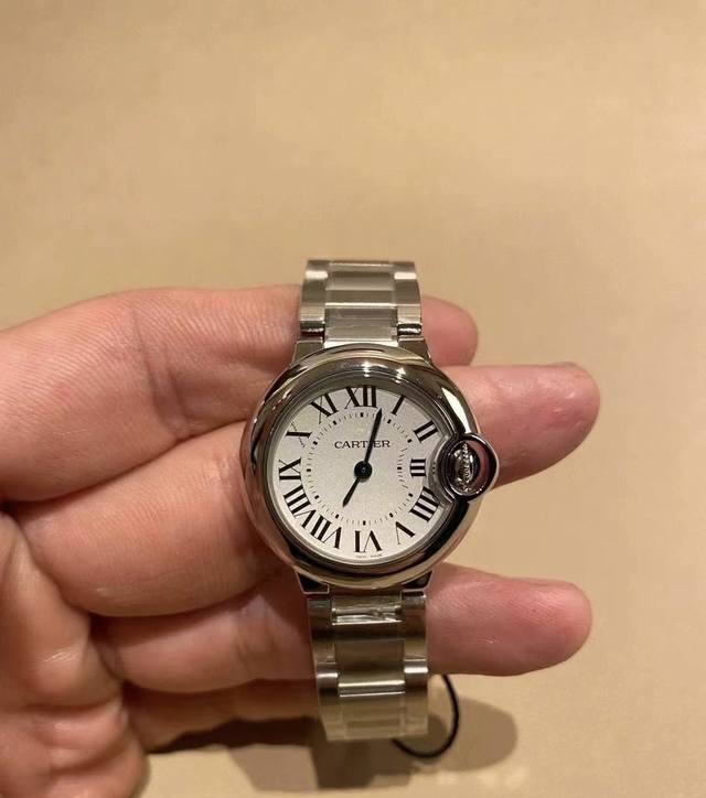 Cartier卡地亚 蓝气球系列 石英机芯 防水简约 女表 瑞表 28Mm 银色表盘 精钢表壳 精钢表带