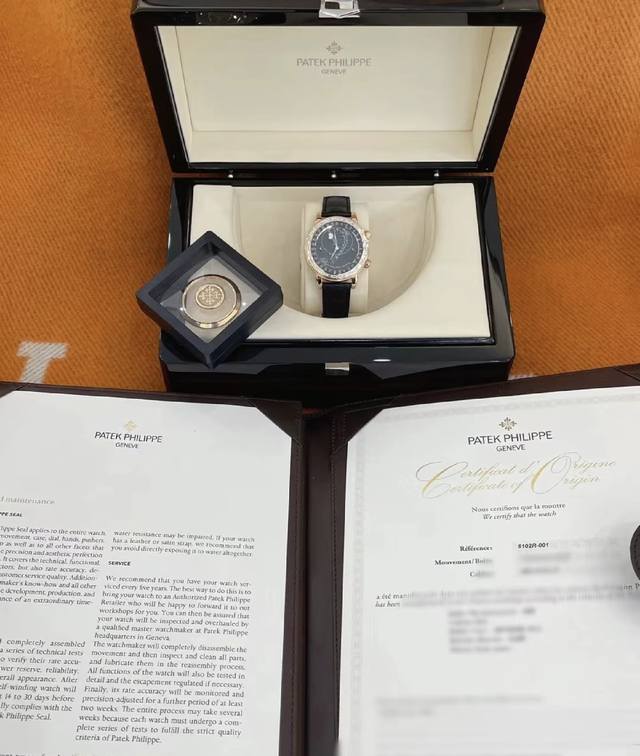 百达翡丽星空 型号：6102R 功能：自动机械.表径44Mm 材质：玫瑰金后镶钻石 原钻参考公价￥pp#晒晒手上戴什么 11400 全套2018