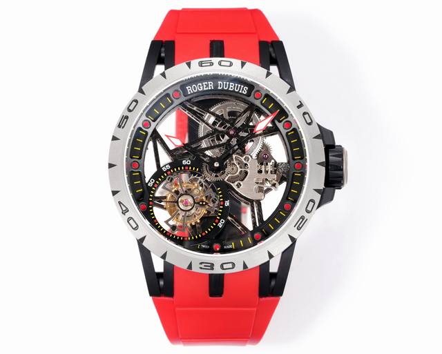 新厂-New Factory』间黑罗杰杜彼钛金属陀飞轮..少量到货[抱拳]型号：Rddbex0549腕表，这款腕表极具罗杰杜彼品牌代表性的设计，星型的框架设计，