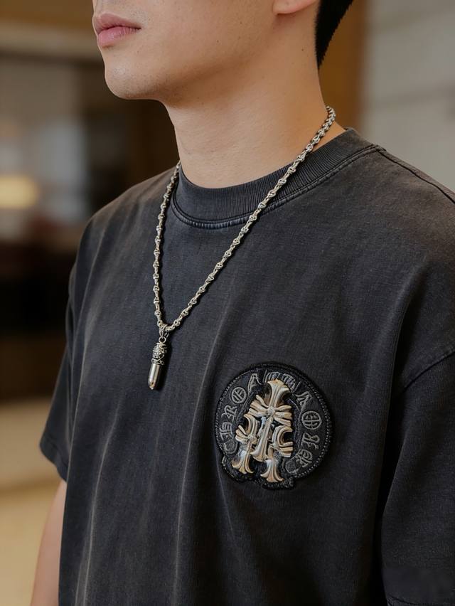 New boutique quality Chrome Hearts classic skull necklace with bullet pendant. T