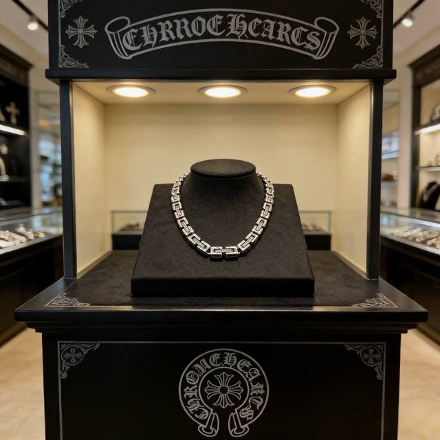 New boutique quality Chrome Hearts classic retro multi-element necklace with emb