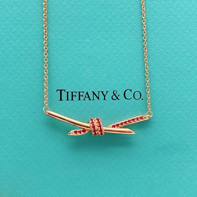 Tx011 Tiffany*帝芙尼最新款玫瑰金紫钻绳结项链 一致Zp黄铜材质，非常的上镜设计很特别值得入手高级手工坊系列