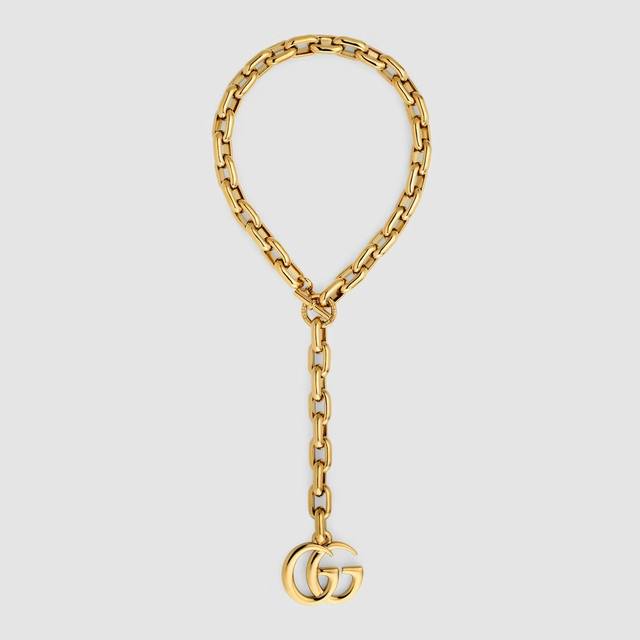 Guccigg Gold Necklace Guccigg gold necklace, classic double G logo pendant, high