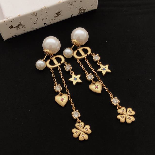 Item No. Ded0715 Dio* Latest style four-leaf clover heart star tassel earrings,