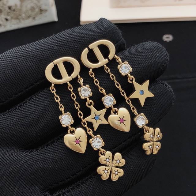 Item No. Ded0665 Dio* Latest style four-leaf clover heart star tassel earrings,