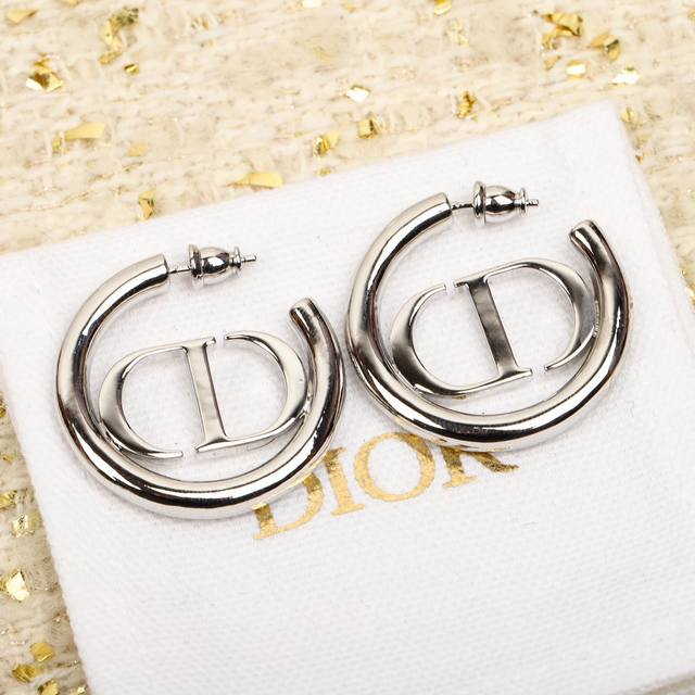 编号Ded0199 迪奥耳环银色高质感 圆形Cd耳勾