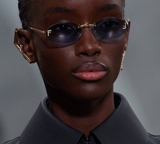 Fendi New Frameless Metal Oval Sunglasses for Women, Fashionable and Unisex Sung