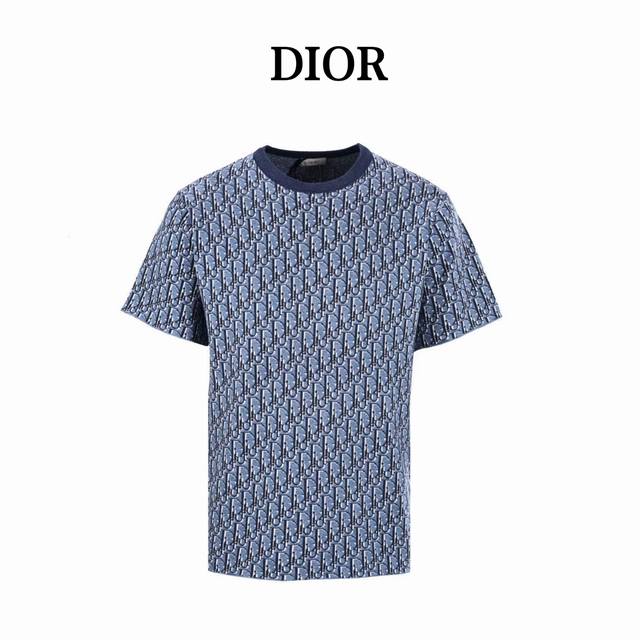 Dior CD Blue Full-width Jacquard Short-sleeved T-shirt, authentic, purchased for