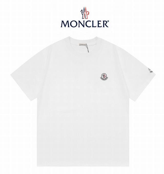 Moncler蒙口盟可睐刺绣徽章300克双纱短袖：黑色 白色：Xs