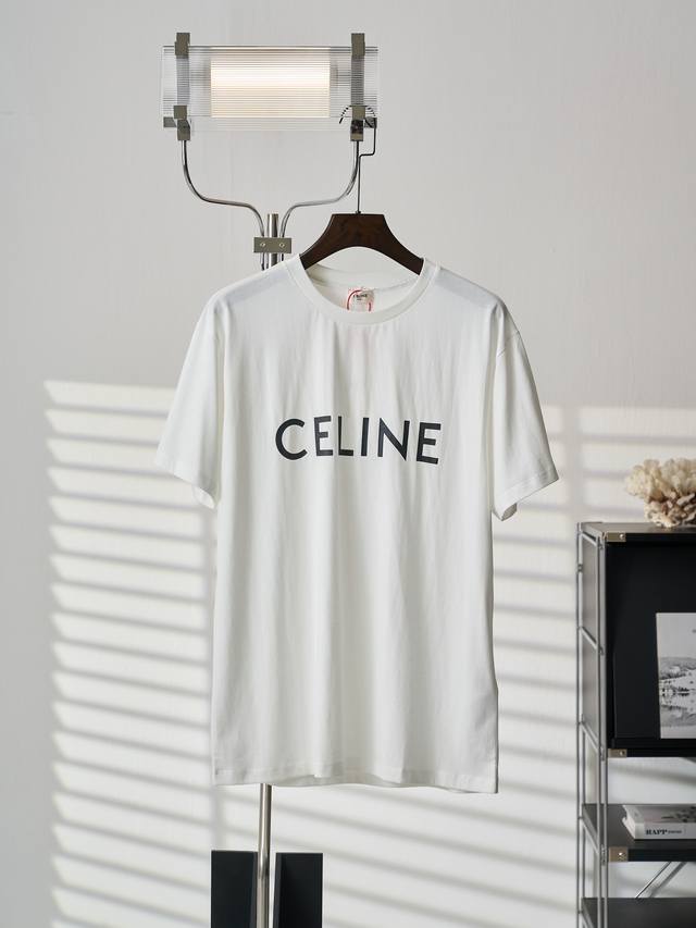 Actual product image: Celine logo print crew neck short-sleeved t-shirt, in stoc