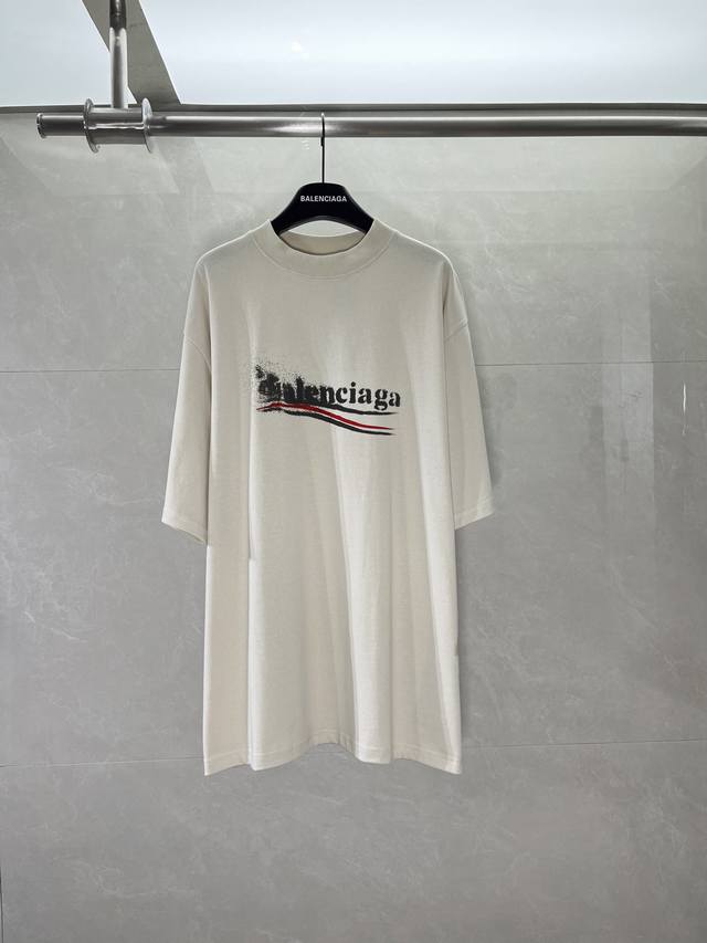 上新 顶级版本-Balenciaga-巴黎世家新款模糊可乐印花短袖t恤.原版开发定织面料工艺洗水处理 高克重300克面料 质感十足 布面干净 柔软舒适 .索罗娜