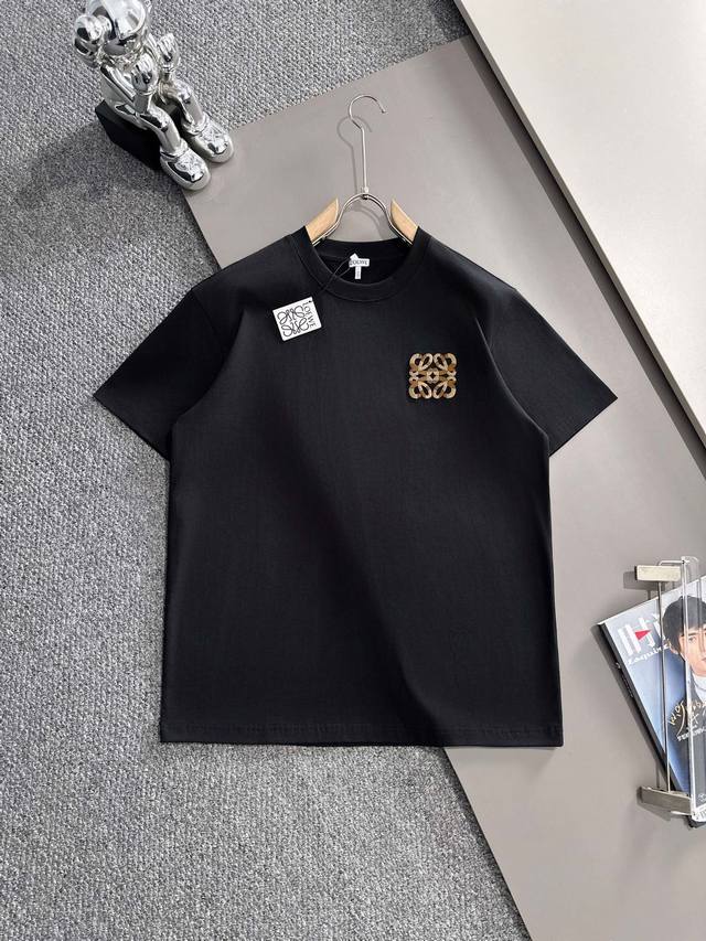 Loewe 2026 New Color Block Toothbrush Embroidered Logo T-Shirt with Spliced Cuff