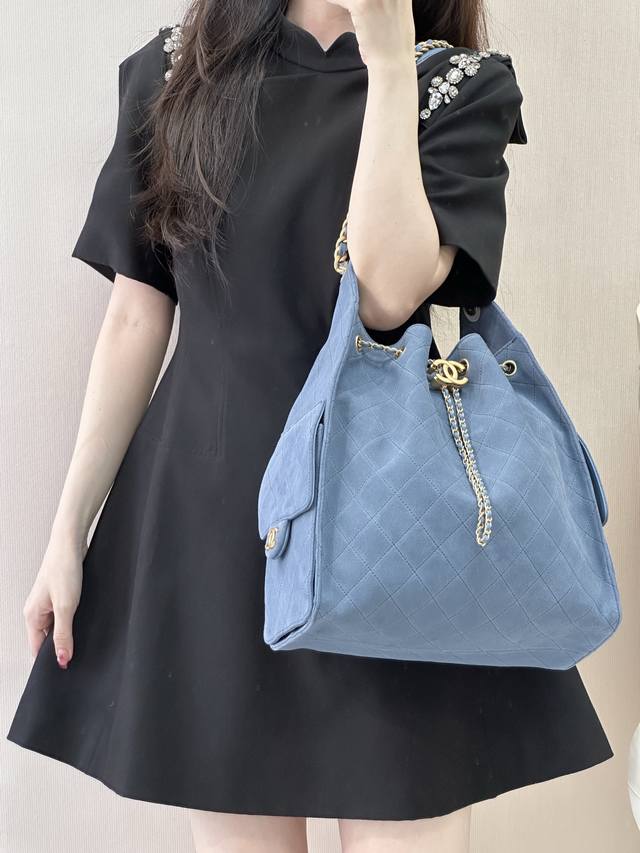 对图品质 原厂皮！25Bagmini 小号 中号 1200 1400 5311 蓝色 中号 麂皮上身