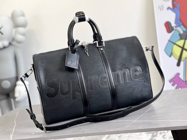 调价 ￥p海外原单，Supreme Keepall旅行袋45Cm M53419超火爆 让你们久等的louis Vuitton~Supreme 旅行袋 一线国际大