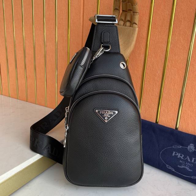 Prada's latest style, this men's chest bag is crafted from premium top-grain cow