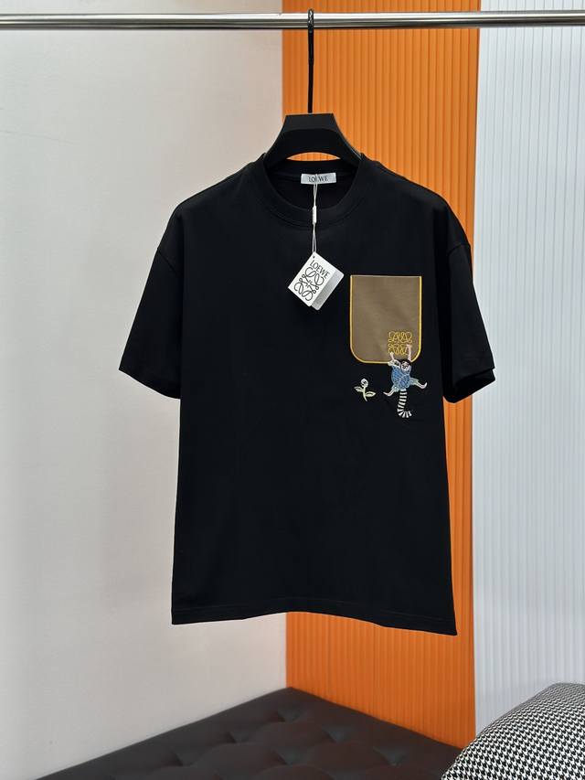 Low罗意威25Ss夏季新款圆领短袖 纯棉面料，胸前刺绣图案设计，时尚百搭，高克重微阔版颜色：黑色，少量白色码数：M-3Xl