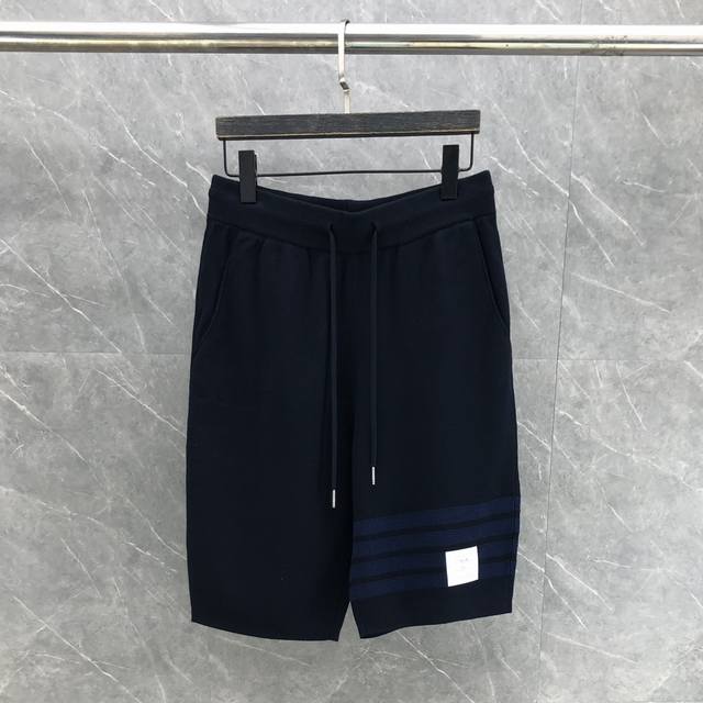 Thomtb’全棉提花暗四杠针织短裤 码数：1-4 颜色：灰、蓝