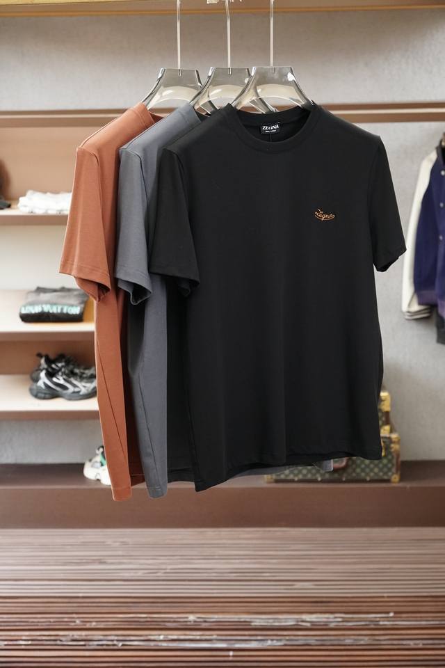 Zegna - 26Ss Spring Summer New Arrival Crew Neck Printed Crew Neck Short-Sleeve Zegna - 26Ss Spring Summer New Arrival Crew Neck Printed Crew Neck Short-Sleeve