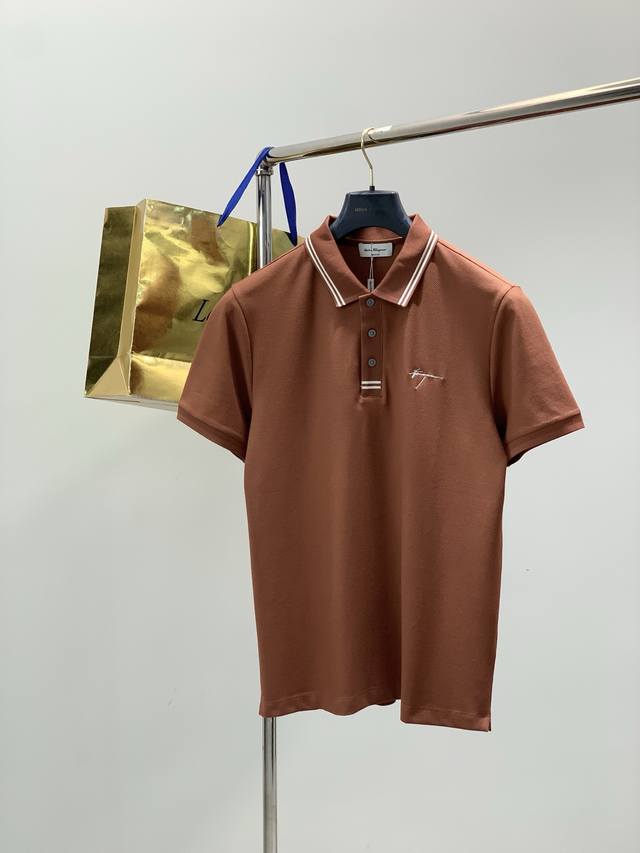Ferragamo, Spring Summer 2026 New Arrival, Stylish Casual Short-Sleeve Polo Shir Ferragamo, Spring Summer 2026 New Arrival, Stylish Casual Short-Sleeve Polo Shir