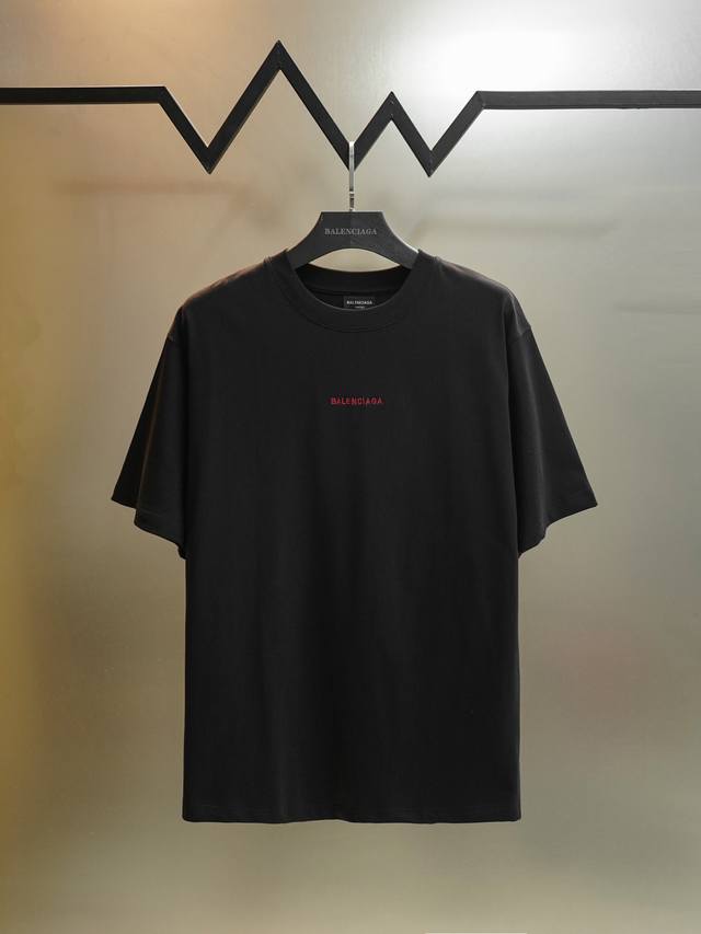 80 Style No. jw049 Balenciaga classic small logo flocked short-sleeved shirt. Ma