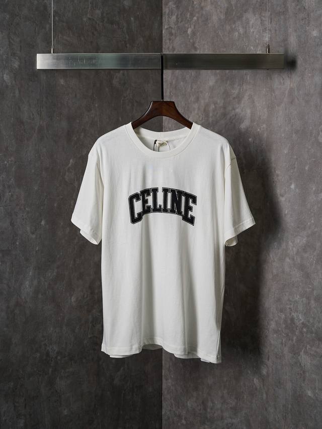 Actual item listing: Celine flocked letter print crew neck short-sleeve t-shirt, Actual item listing: Celine flocked letter print crew neck short-sleeve t-shirt,