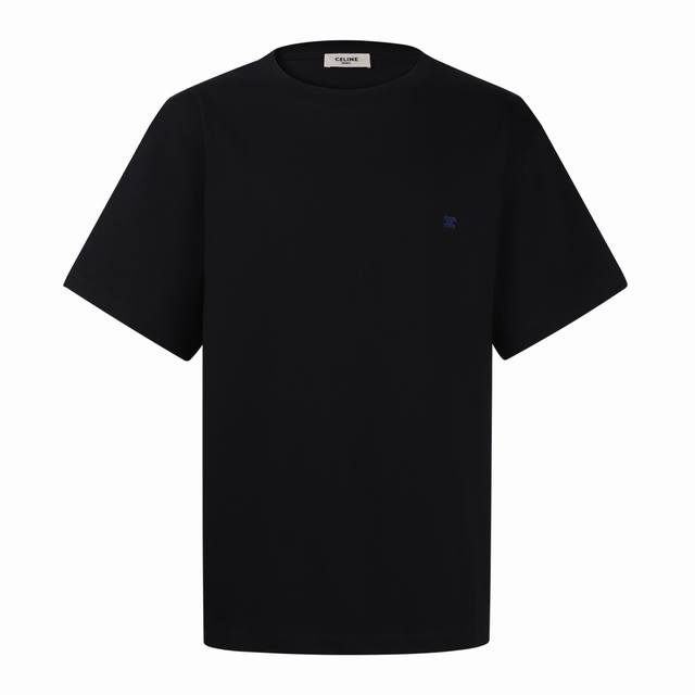 Celine 26Ss Arc de Triomphe Embroidered Short-Sleeve T-Shirt, Black, Original Ve Celine 26Ss Arc de Triomphe Embroidered Short-Sleeve T-Shirt, Black, Original Ve