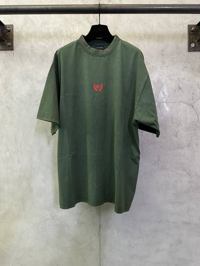 Balenciaga 26Ss Classic Wheat Ear Letter Embroidery Short-Sleeve T-Shirt. Fabric Balenciaga 26Ss Classic Wheat Ear Letter Embroidery Short-Sleeve T-Shirt. Fabric
